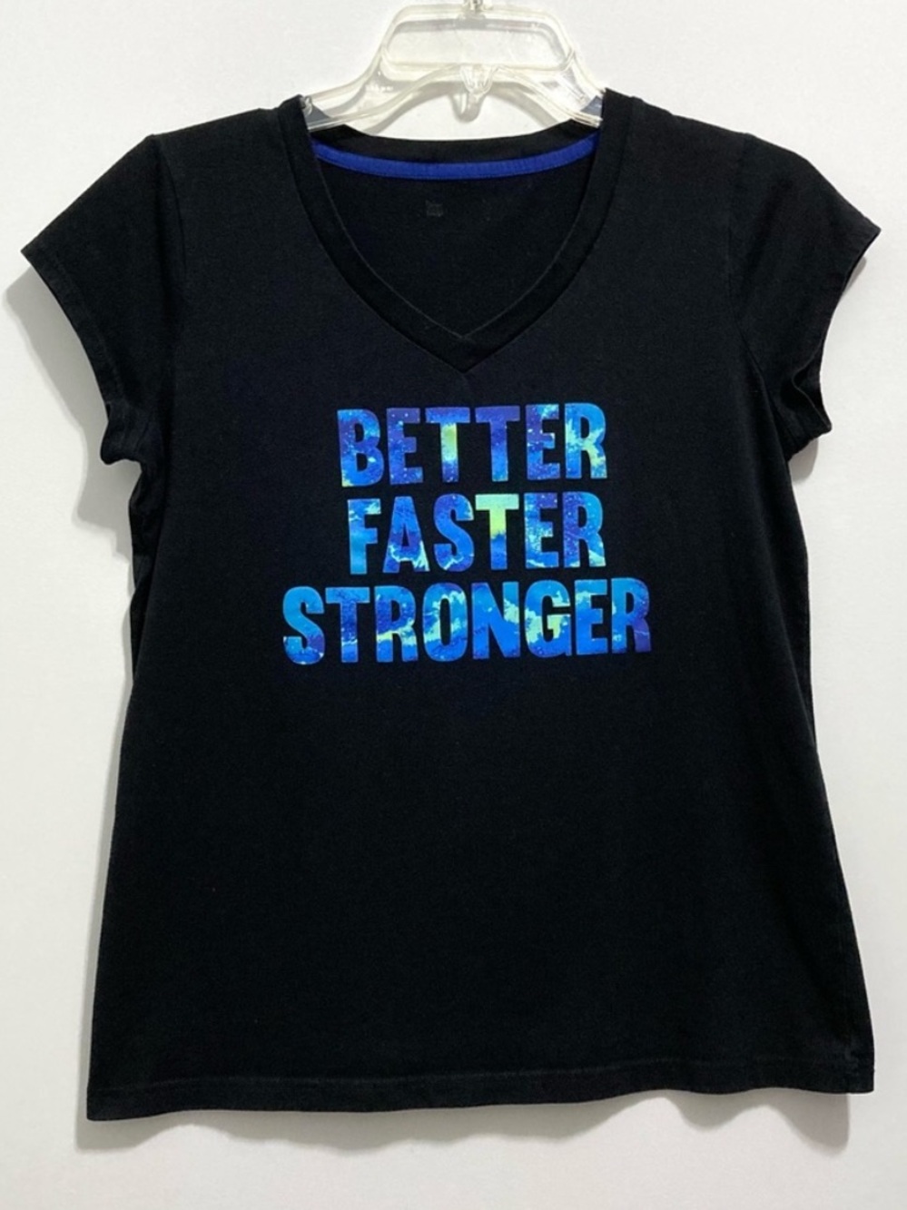 ‘Better Faster Stronger’ Women’s Short Sleeve Soft Cotton Black Tee